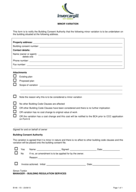 Minor Variation Notification Form
