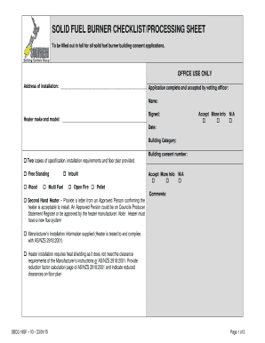 Solid Fuel Burner Building Consent Application