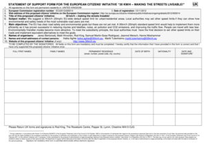 EU 30 km/h Speed Limit Support Form