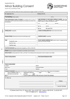 Application for Minor Building Consent