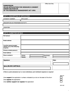 Resource Consent Submission Form