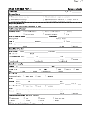 Tuberculosis Case Report Form