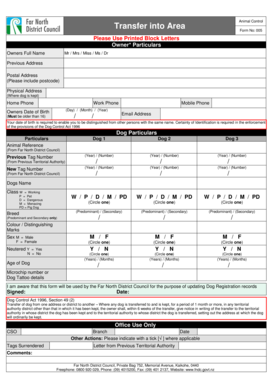 Dog Transfer Form