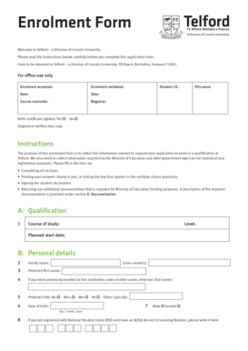 Telford Enrolment Form