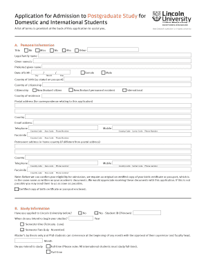 Application for Postgraduate Study