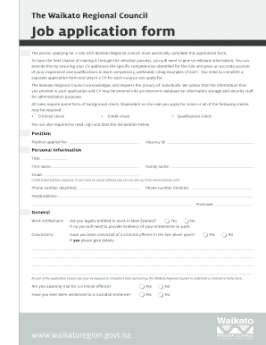 Waikato Regional Council Job Application Form