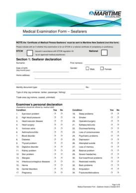 Medical Examination Form Seafarers Blank Fillable Template Fill 