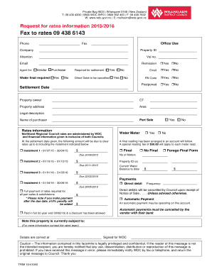 Request for Rates Information 2015/2016