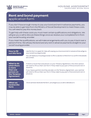 Rent and Bond Payment Application Form