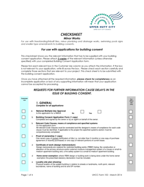 New Zealand Building Consent Checksheet