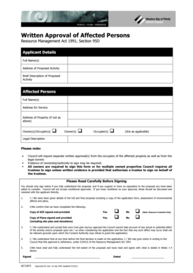 Written Approval of Affected Persons Form