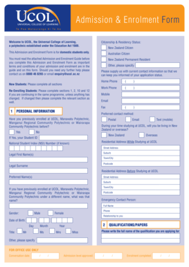 UCOL Admission and Enrolment Form
