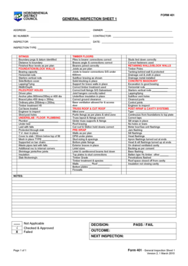 Form 401 General Inspection Sheet