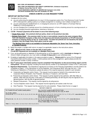 New York Life Check-O-Matic Request Form