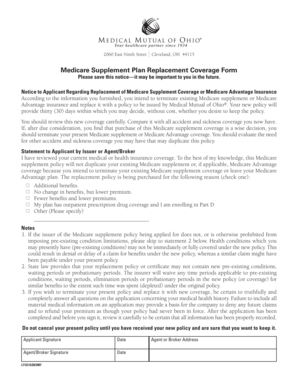 Medicare Supplement Plan Replacement Coverage Form