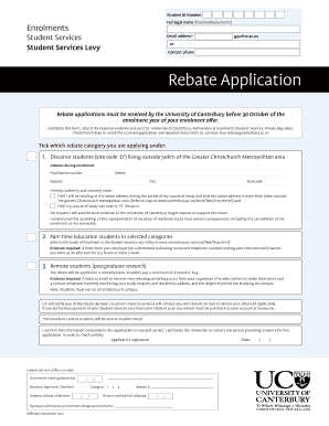 University of Canterbury Student Services Levy Rebate Application