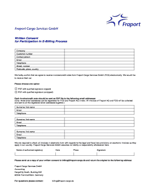 Written Consent for E-Billing Participation