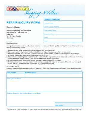 Repair Inquiry Form
