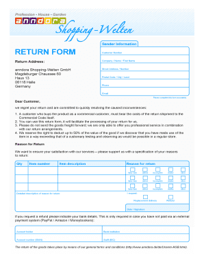 Anndora Return Form