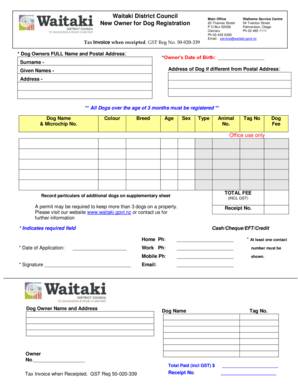 New Zealand Dog Registration Form