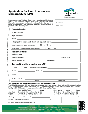 Land Information Memorandum Application