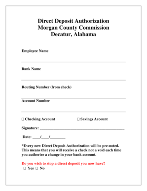 Direct Deposit Authorization Form
