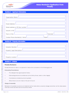 Rates Remission Application Form