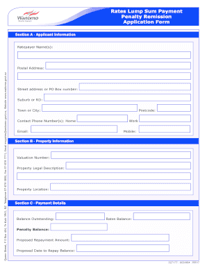 Rates Lump Sum Payment Penalty Remission Application