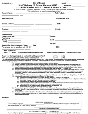 Residential Utility Service Application