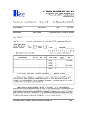 Activity Registration Form