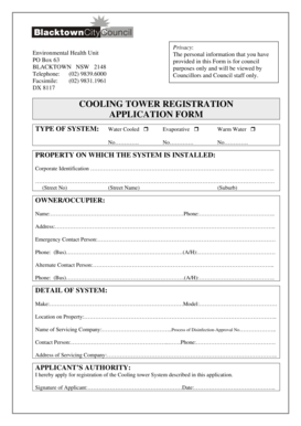 Cooling Tower Registration Application Form