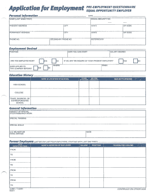 Pre-Employment Questionnaire