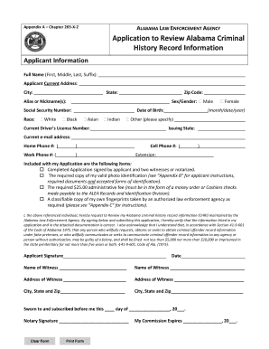 Alabama Criminal History Record Review Application