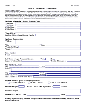 FBI Applicant Information Form
