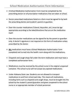 School Medication Authorization Form