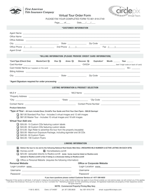 Virtual Tour Order Form