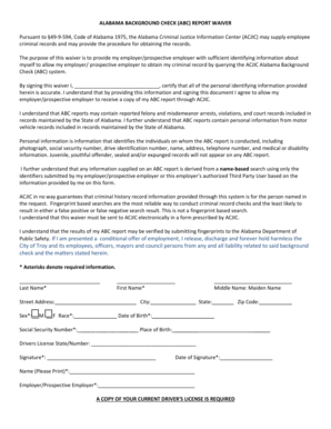 Alabama Background Check Report Waiver