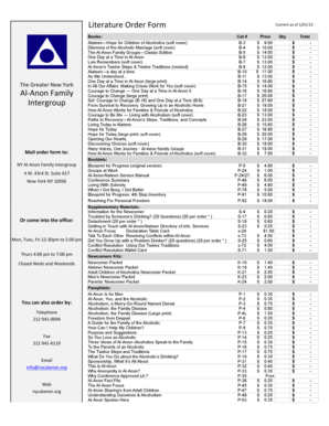 Al-Anon Literature Order Form