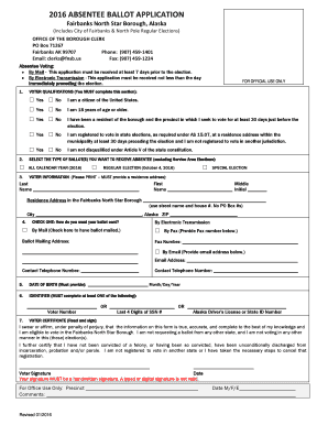 Alaska Absentee Ballot Application