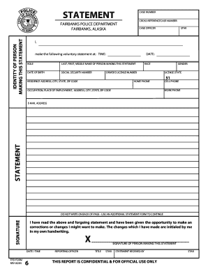 Fairbanks Police Department Statement Form