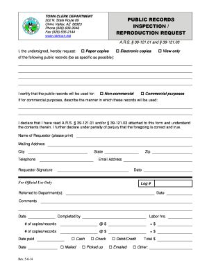Arizona Public Records Inspection Reproduction Request