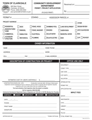 Clarkdale Permit Project Application