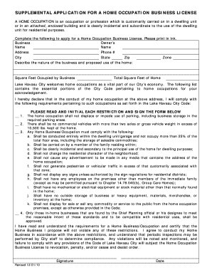 Home Occupation Business License Application