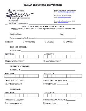 Employee Direct Deposit Authorization
