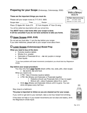 Preparation Instructions for Endoscopy