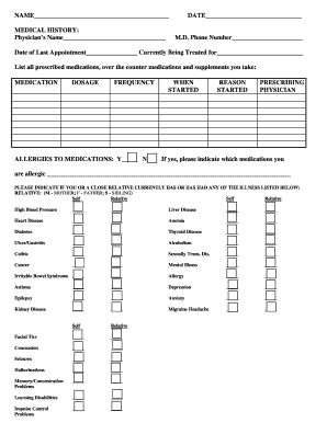 Medical History Form