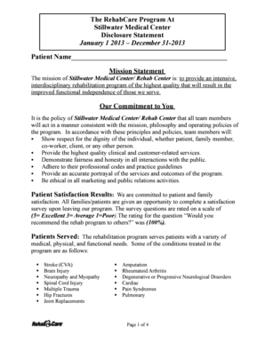 RehabCare Program Disclosure Statement
