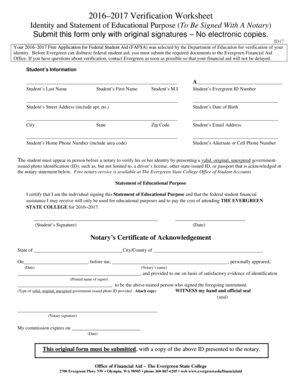 Area statement of building - Identity and Statement of Educational Purpose (To Be Signed With A Notary) - evergreen