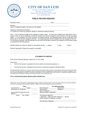 Arizona Public Record Request Form
