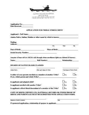 Tribal Enrollment Application Form